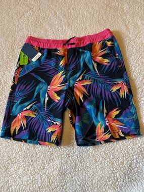 NWT Blue Crown Tropical Floral Swim Trunks
